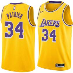 Gold Myles Patrick Twill Basketball Jersey -Lakers #34 Patrick Twill Jerseys, FREE SHIPPING