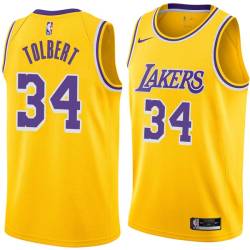 Gold Ray Tolbert Twill Basketball Jersey -Lakers #34 Tolbert Twill Jerseys, FREE SHIPPING