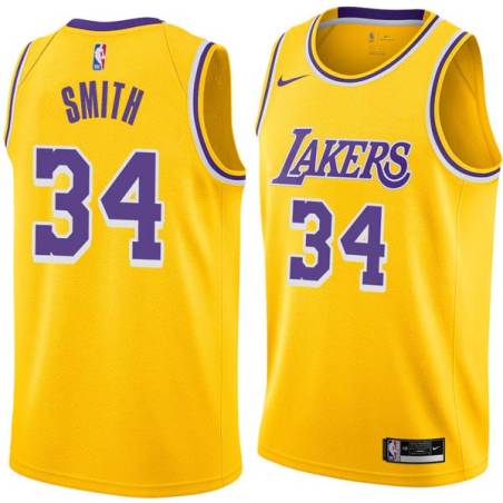 Gold Tony Smith Twill Basketball Jersey -Lakers #34 Smith Twill Jerseys, FREE SHIPPING