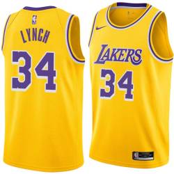 Gold George Lynch Twill Basketball Jersey -Lakers #34 Lynch Twill Jerseys, FREE SHIPPING