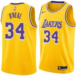 Gold Shaquille O'Neal Twill Basketball Jersey -Lakers #34 O'Neal Twill Jerseys, FREE SHIPPING