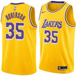 Gold Rick Roberson Twill Basketball Jersey -Lakers #35 Roberson Twill Jerseys, FREE SHIPPING