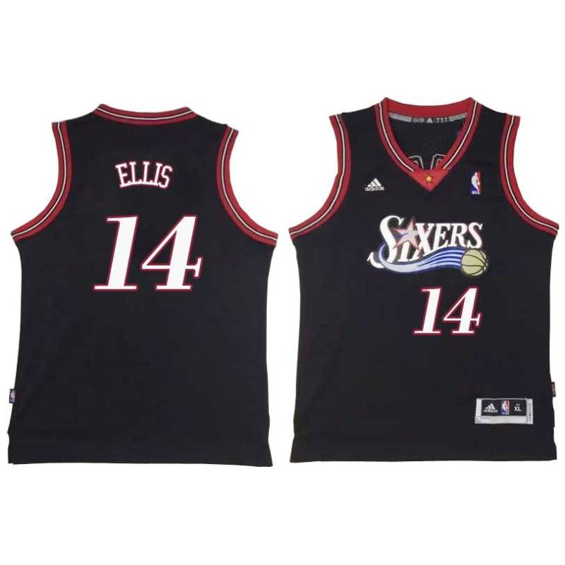 Black Throwback Leroy Ellis Twill Basketball Jersey -76ers #14 Ellis Twill Jerseys, FREE SHIPPING