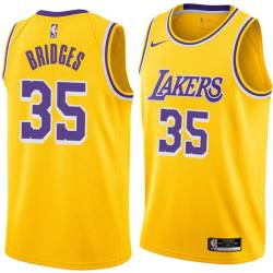 Gold Bill Bridges Twill Basketball Jersey -Lakers #35 Bridges Twill Jerseys, FREE SHIPPING