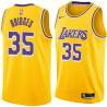 Gold Bill Bridges Twill Basketball Jersey -Lakers #35 Bridges Twill Jerseys, FREE SHIPPING