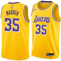 Gold Mark Madsen Twill Basketball Jersey -Lakers #35 Madsen Twill Jerseys, FREE SHIPPING