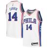 White Larry Cannon Twill Basketball Jersey -76ers #14 Cannon Twill Jerseys, FREE SHIPPING