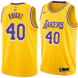 Gold Travis Knight Twill Basketball Jersey -Lakers #40 Knight Twill Jerseys, FREE SHIPPING