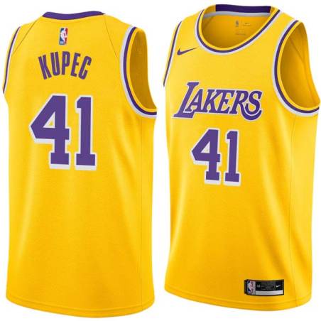 Gold C.J. Kupec Twill Basketball Jersey -Lakers #41 Kupec Twill Jerseys, FREE SHIPPING