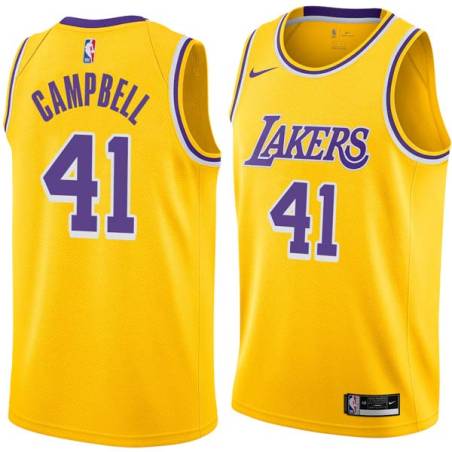 Gold Elden Campbell Twill Basketball Jersey -Lakers #41 Campbell Twill Jerseys, FREE SHIPPING