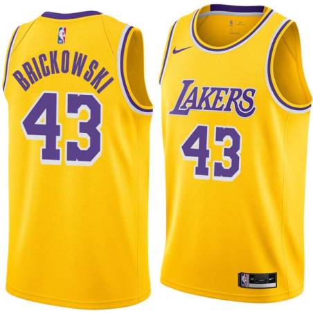 Gold Frank Brickowski Twill Basketball Jersey -Lakers #43 Brickowski Twill Jerseys, FREE SHIPPING