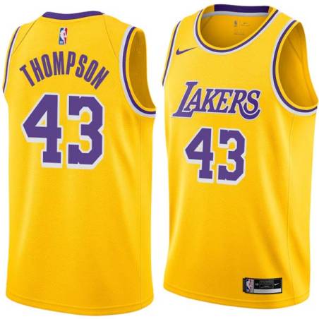 Gold Mychal Thompson Twill Basketball Jersey -Lakers #43 Thompson Twill Jerseys, FREE SHIPPING