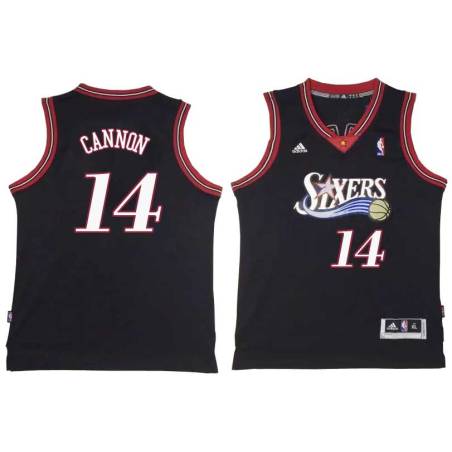 Black Throwback Larry Cannon Twill Basketball Jersey -76ers #14 Cannon Twill Jerseys, FREE SHIPPING