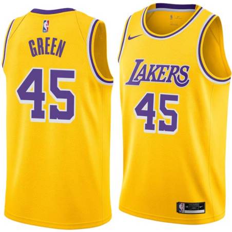 Gold A.C. Green Twill Basketball Jersey -Lakers #45 Green Twill Jerseys, FREE SHIPPING