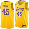 Gold Sean Rooks Twill Basketball Jersey -Lakers #45 Rooks Twill Jerseys, FREE SHIPPING