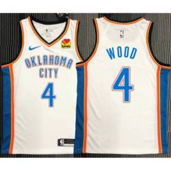 Al Wood OKC Thunder #4 White Jersey with LOVES Sponsor Patch