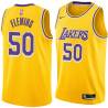 Gold Ed Fleming Twill Basketball Jersey -Lakers #50 Fleming Twill Jerseys, FREE SHIPPING
