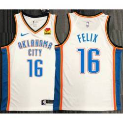 Noel Felix OKC Thunder #16 White Jersey with LOVES Sponsor Patch