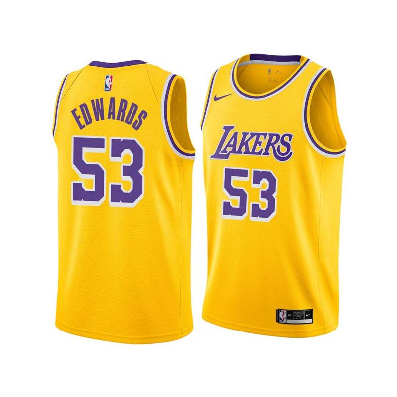 Gold James Edwards Twill Basketball Jersey -Lakers #53 Edwards Twill Jerseys, FREE SHIPPING