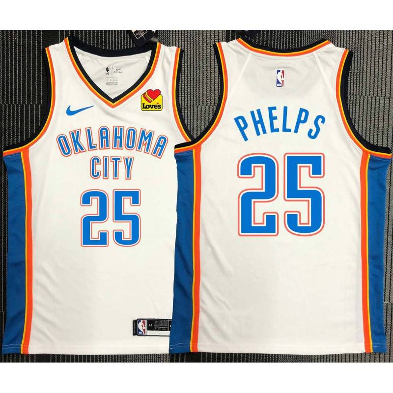 Michael Phelps OKC Thunder #25 White Jersey with LOVES Sponsor Patch