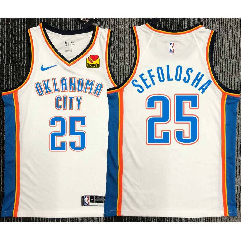 Thabo Sefolosha OKC Thunder #25 White Jersey with LOVES Sponsor Patch