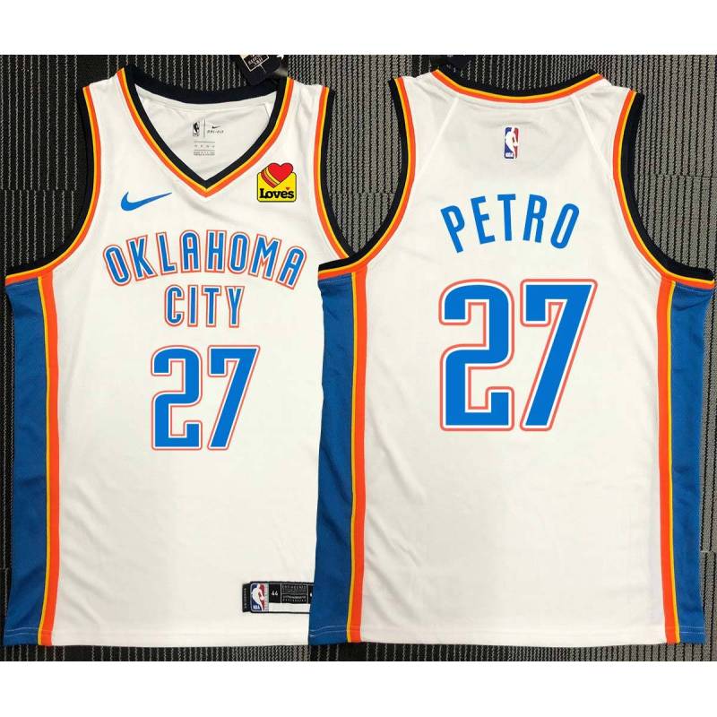 Johan Petro OKC Thunder #27 White Jersey with LOVES Sponsor Patch