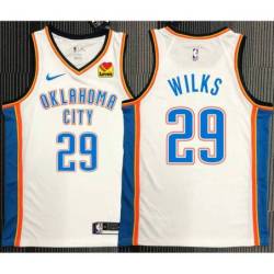 Mike Wilks OKC Thunder #29 White Jersey with LOVES Sponsor Patch