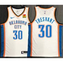 John Tresvant OKC Thunder #30 White Jersey with LOVES Sponsor Patch