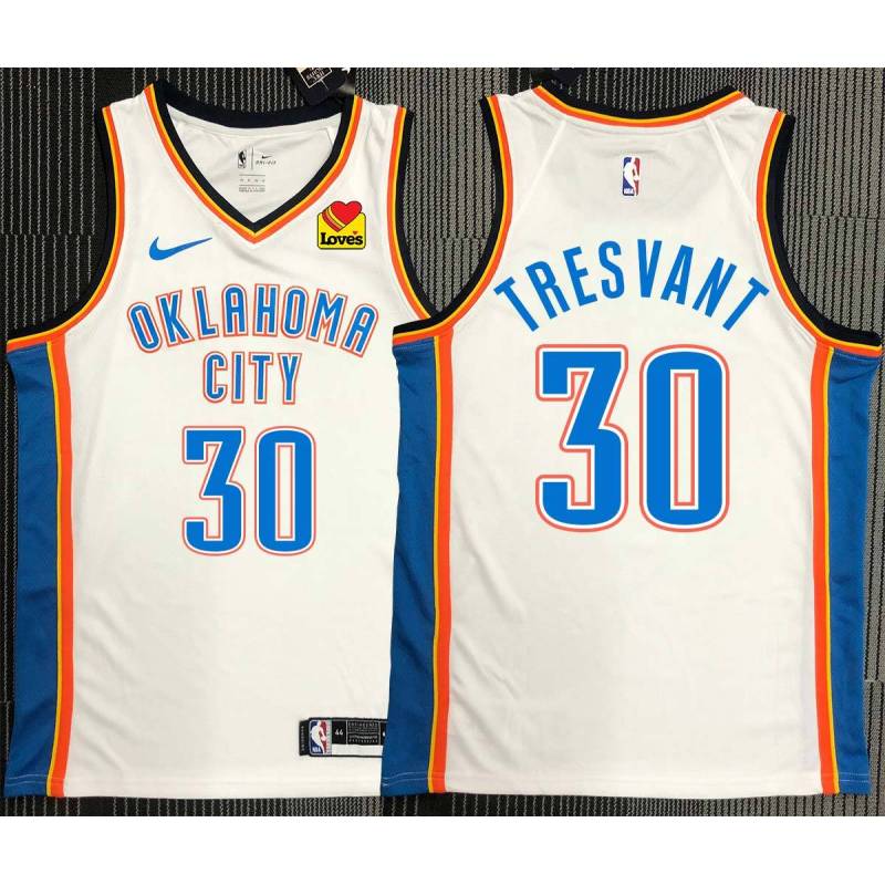 John Tresvant OKC Thunder #30 White Jersey with LOVES Sponsor Patch