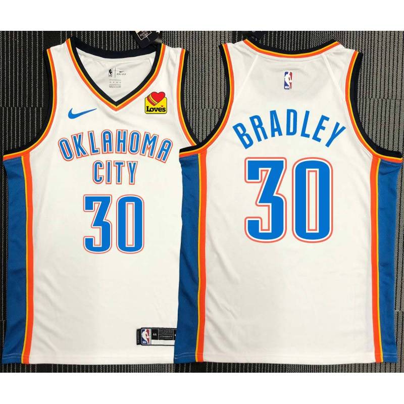 Charles Bradley OKC Thunder #30 White Jersey with LOVES Sponsor Patch