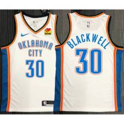 Cory Blackwell OKC Thunder #30 White Jersey with LOVES Sponsor Patch