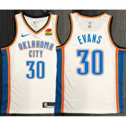 Reggie Evans OKC Thunder #30 White Jersey with LOVES Sponsor Patch