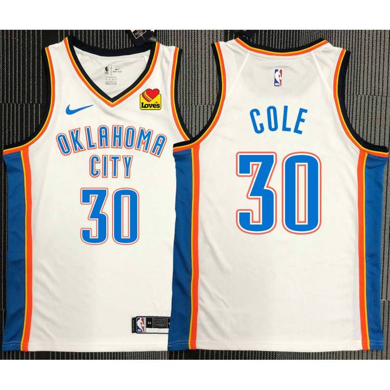 Norris Cole OKC Thunder #30 White Jersey with LOVES Sponsor Patch