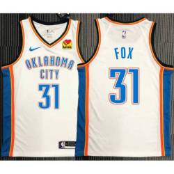 Jim Fox OKC Thunder #31 White Jersey with LOVES Sponsor Patch