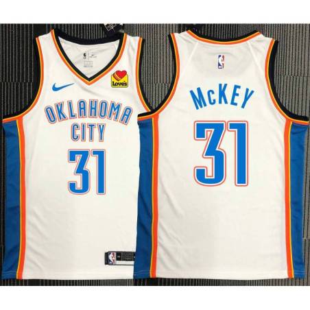 Derrick McKey OKC Thunder #31 White Jersey with LOVES Sponsor Patch