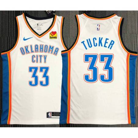 Al Tucker OKC Thunder #33 White Jersey with LOVES Sponsor Patch