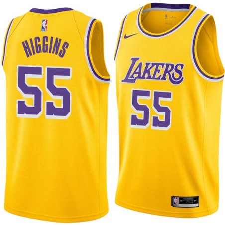 Gold Mike Higgins Twill Basketball Jersey -Lakers #55 Higgins Twill Jerseys, FREE SHIPPING