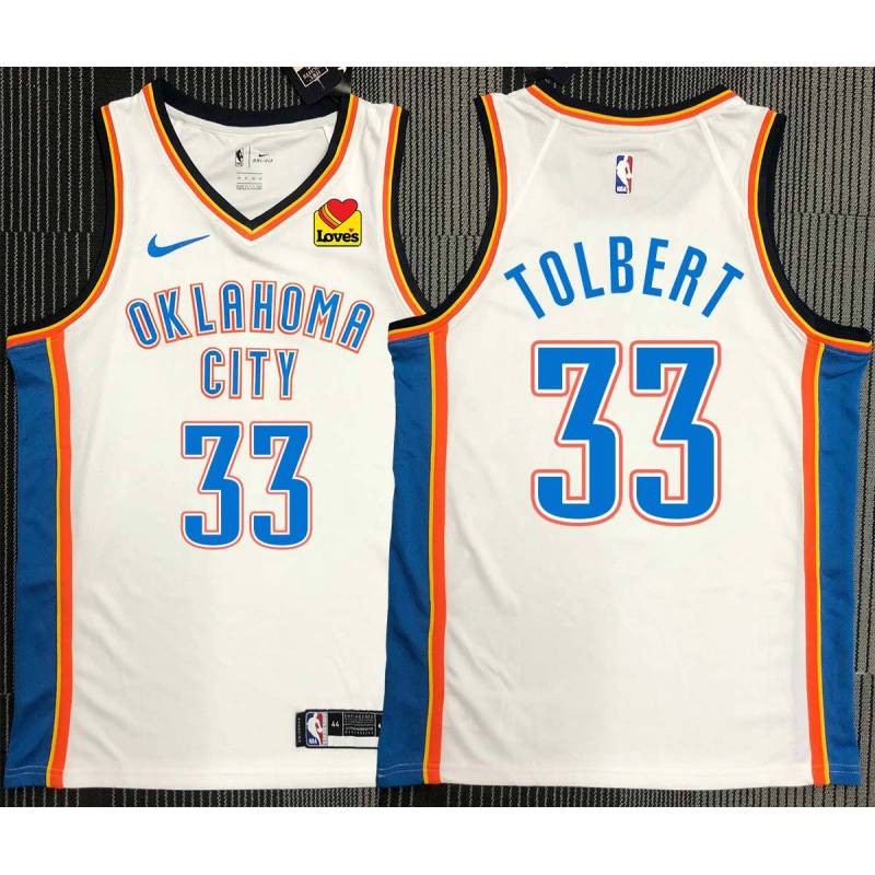 Ray Tolbert OKC Thunder #33 White Jersey with LOVES Sponsor Patch