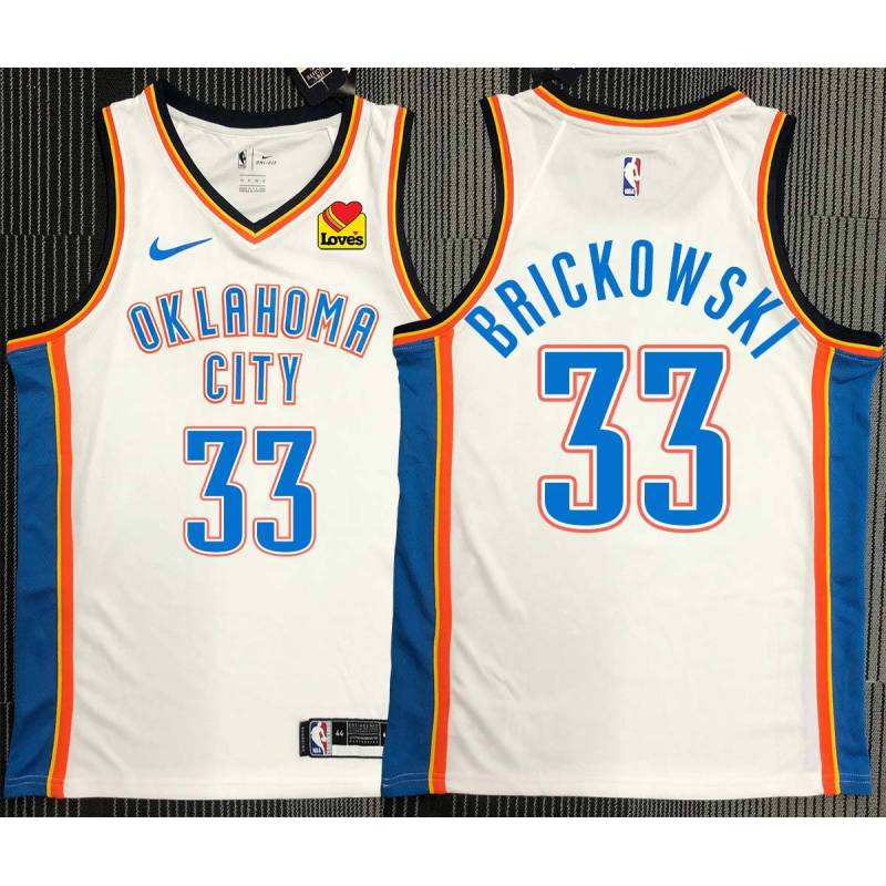 Frank Brickowski OKC Thunder #33 White Jersey with LOVES Sponsor Patch