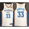 Hersey Hawkins OKC Thunder #33 White Jersey with LOVES Sponsor Patch