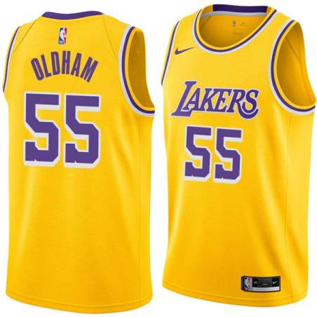 Gold Jawann Oldham Twill Basketball Jersey -Lakers #55 Oldham Twill Jerseys, FREE SHIPPING