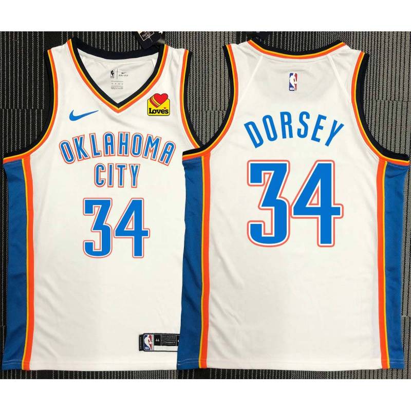 Jacky Dorsey OKC Thunder #34 White Jersey with LOVES Sponsor Patch