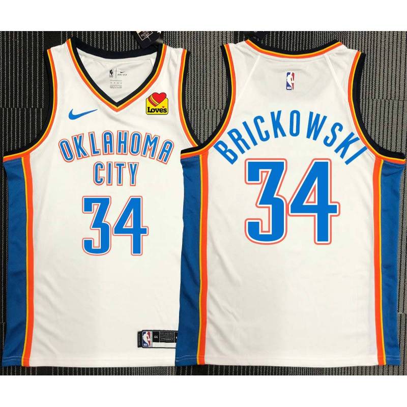 Frank Brickowski OKC Thunder #34 White Jersey with LOVES Sponsor Patch