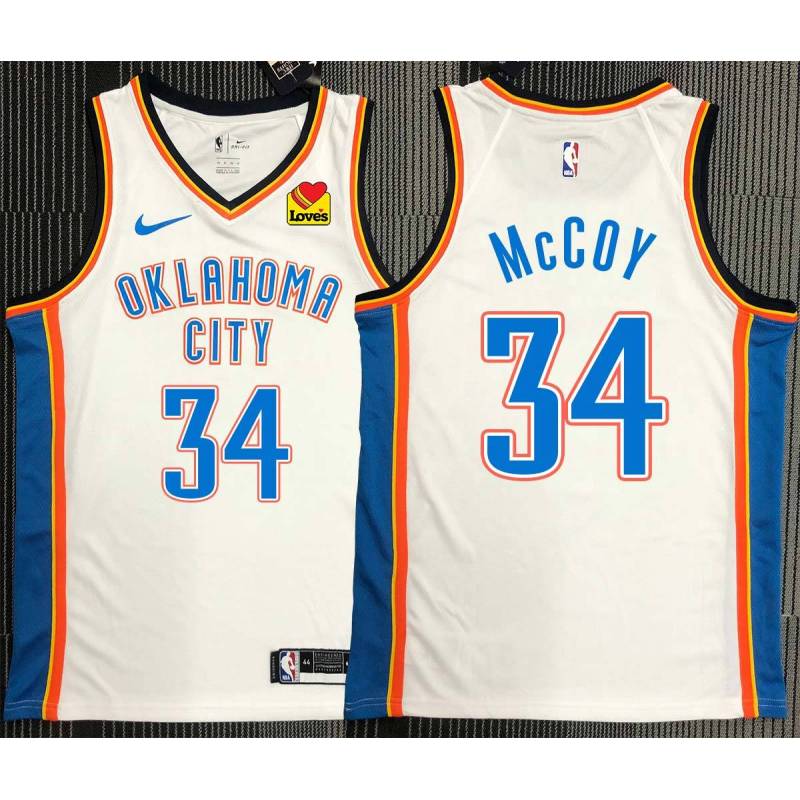 Jelani McCoy OKC Thunder #34 White Jersey with LOVES Sponsor Patch