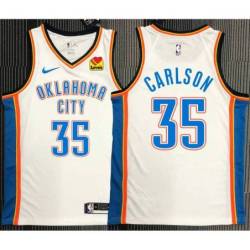 Al Carlson OKC Thunder #35 White Jersey with LOVES Sponsor Patch