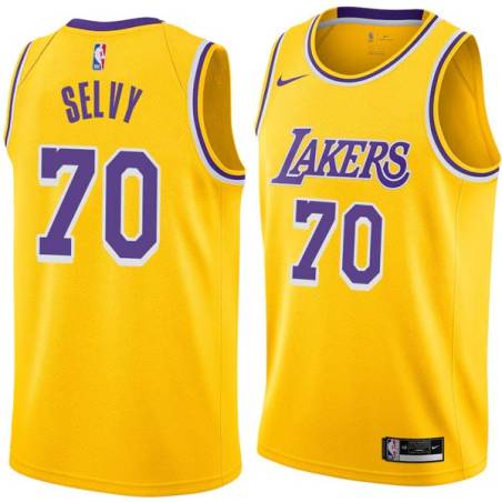 Gold Frank Selvy Twill Basketball Jersey -Lakers #70 Selvy Twill Jerseys, FREE SHIPPING