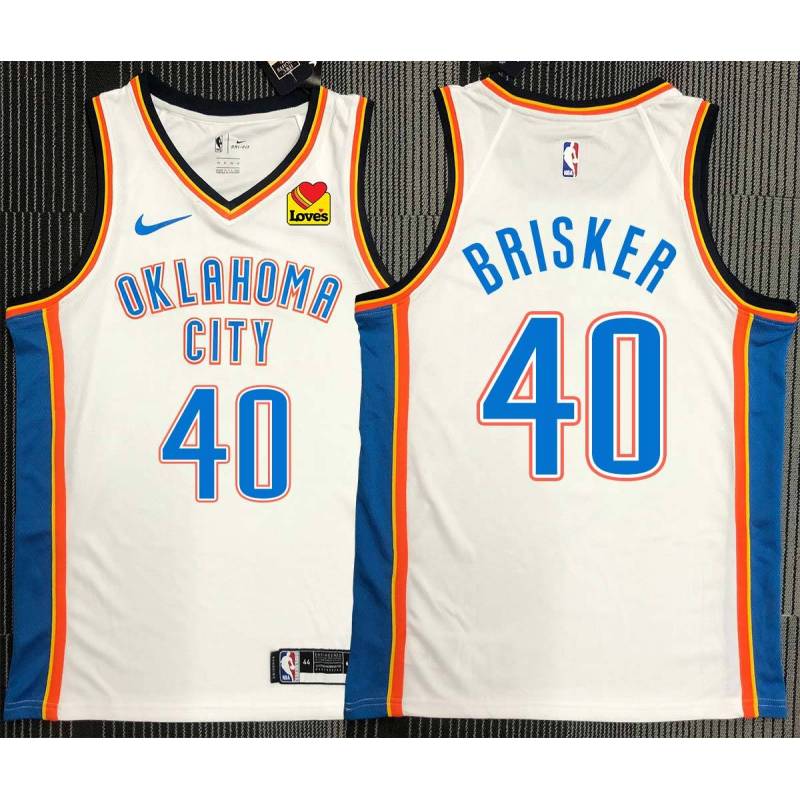 John Brisker OKC Thunder #40 White Jersey with LOVES Sponsor Patch