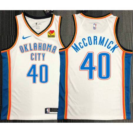 Tim McCormick OKC Thunder #40 White Jersey with LOVES Sponsor Patch