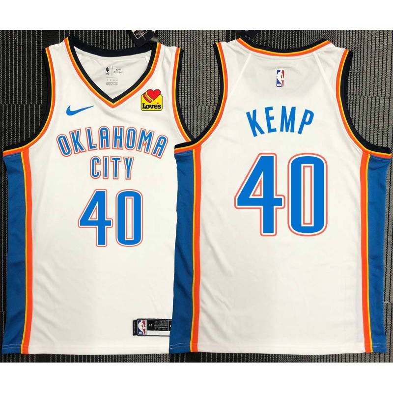 Shawn Kemp OKC Thunder #40 White Jersey with LOVES Sponsor Patch