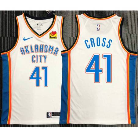 Pete Cross OKC Thunder #41 White Jersey with LOVES Sponsor Patch